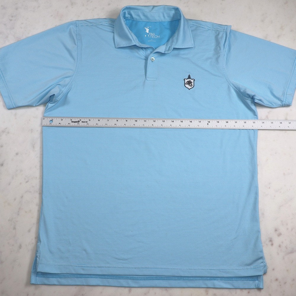 F&G Tech Mens Blue Striped Governors Club North Carolina Golf Polo Shirt L - Picture 6 of 8